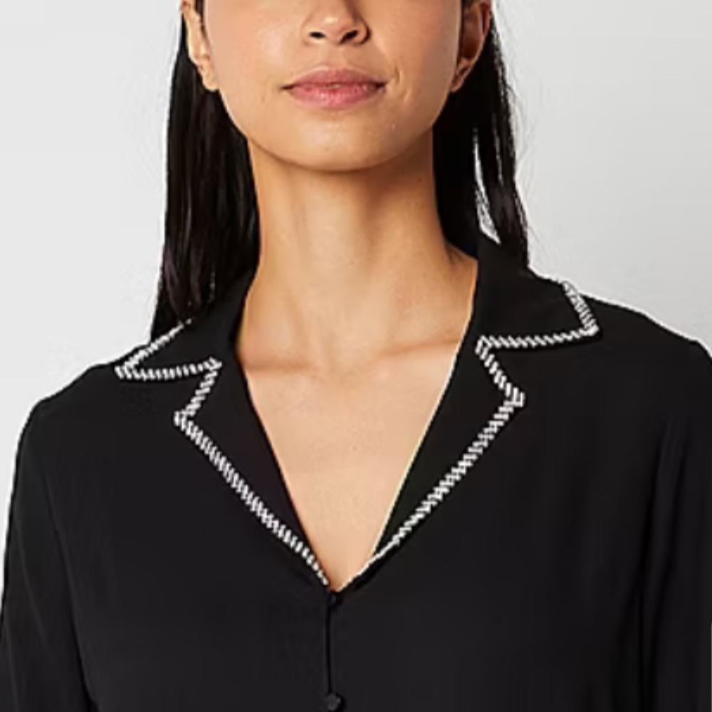 NWT Black Button-Up Blouse with Cubic Zirconia💎